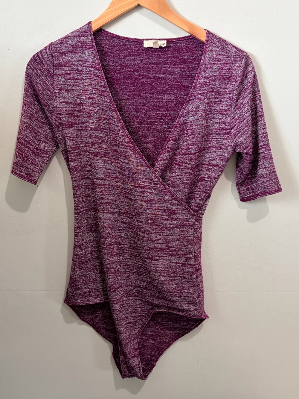 Wilfred Free Aritzia Thais Wrap Front Bodysuit Medium Purple Heather